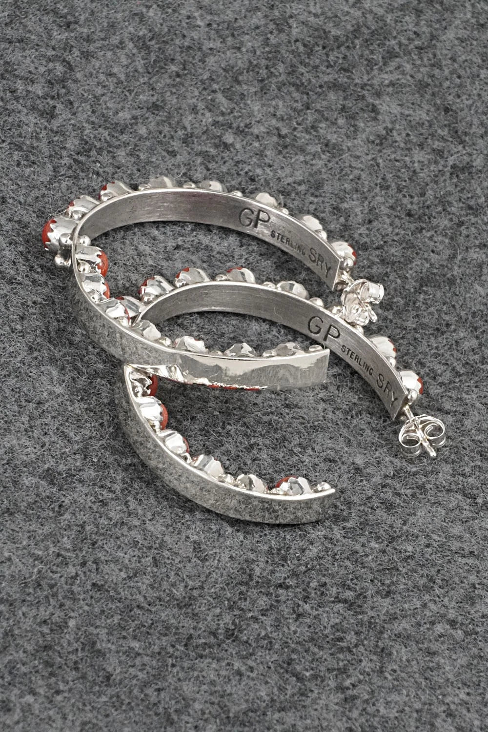 Coral and Sterling Silver Earrings - Gaynell Parker