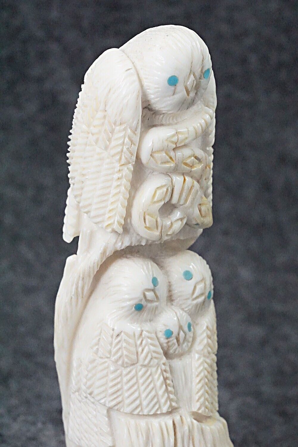 Owls & Rattlesnake Zuni Fetish Carving - Destry Siutza