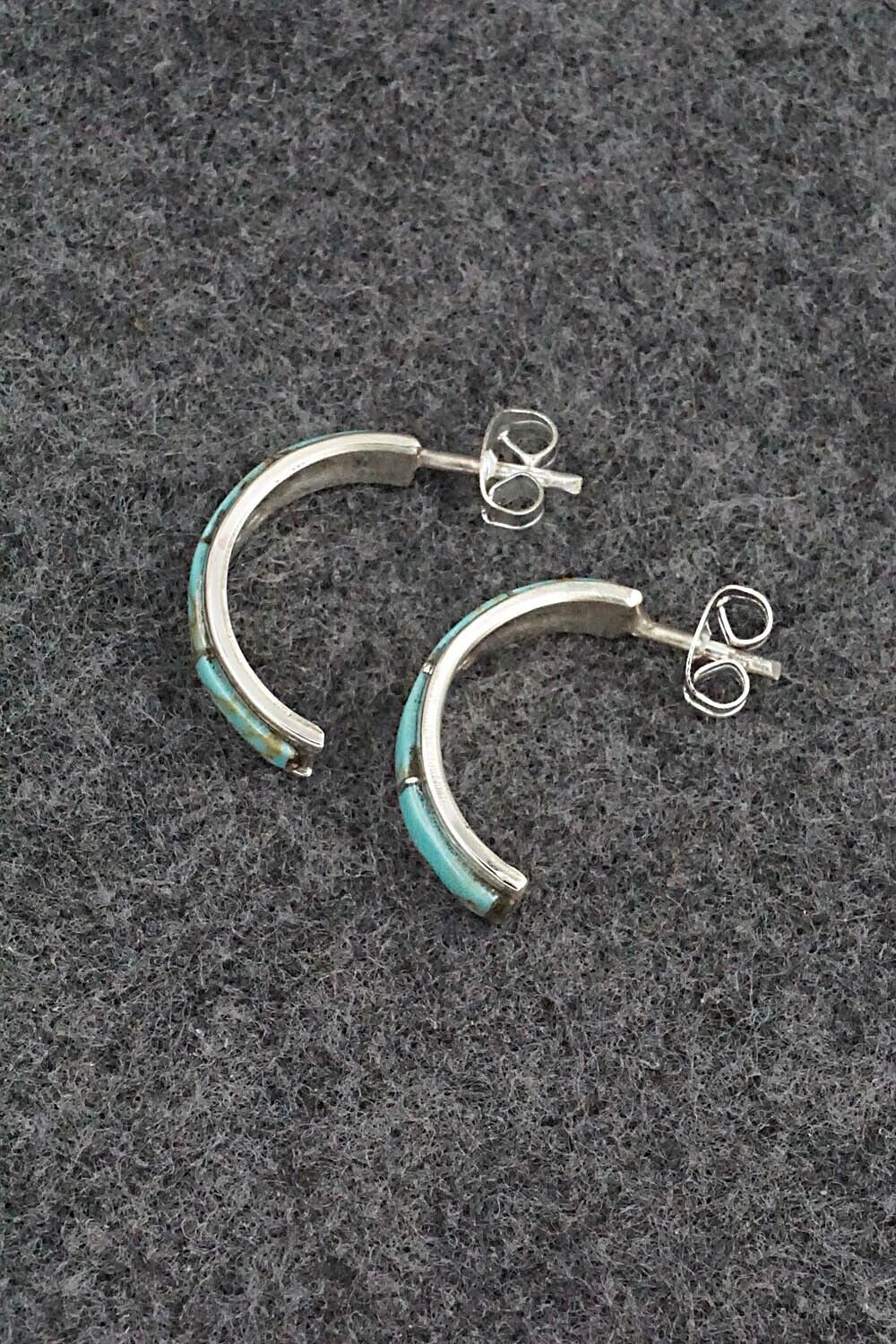 Turquoise & Sterling Silver Hoop Earrings - Alton Tom