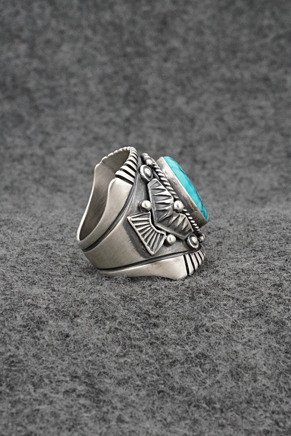 Turquoise & Sterling Silver Ring - Derrick Gordon - Size 7.5