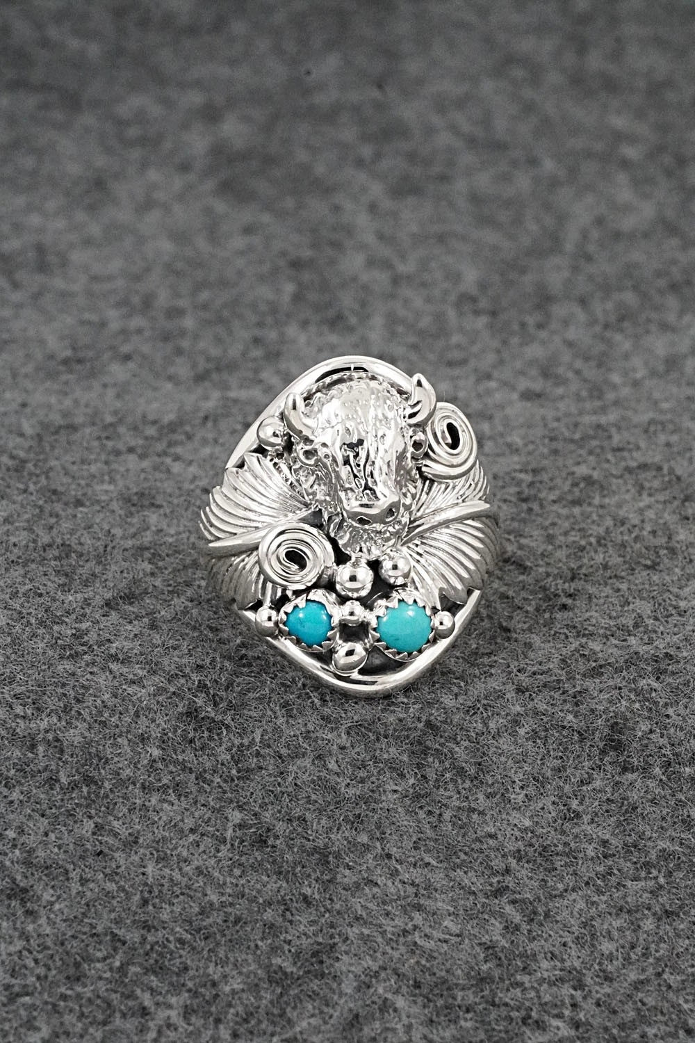 Turquoise & Sterling Silver Ring - Darrell Morgan - Size 11.5