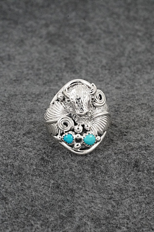 Turquoise & Sterling Silver Ring - Darrell Morgan - Size 11.5