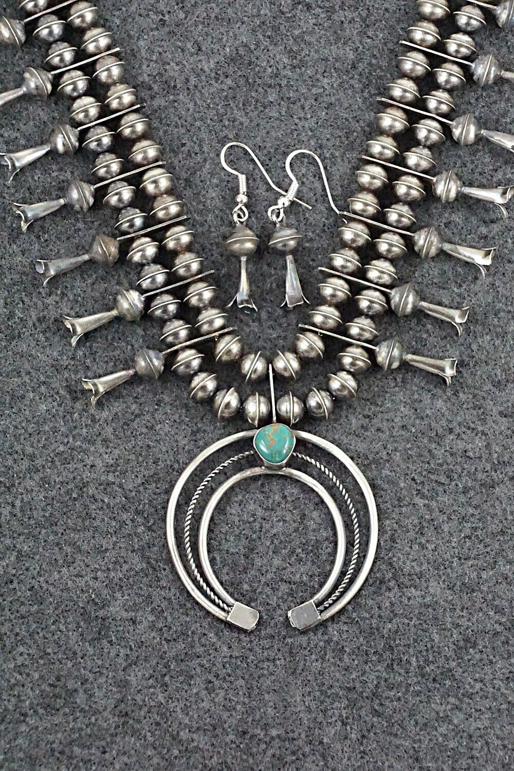 Turquoise & Sterling Silver Squash Blossom Set - Phil Garcia