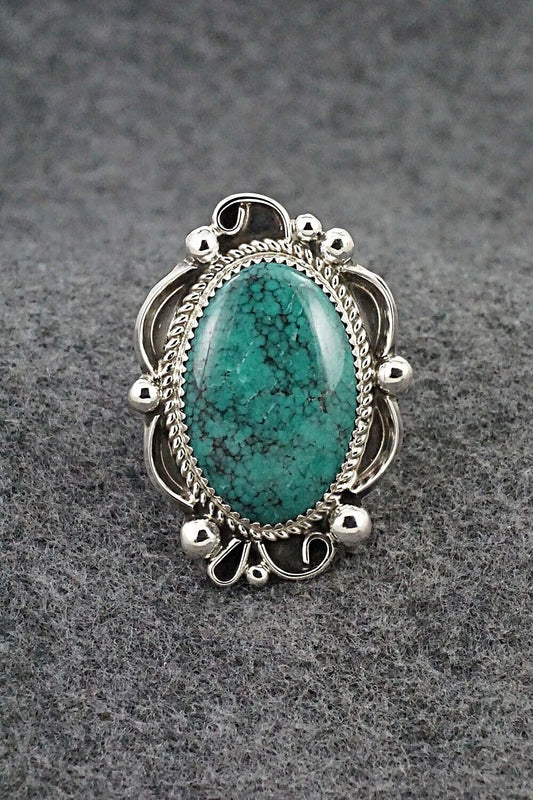 Turquoise & Sterling Silver Ring - Leslie Nez - Size 8