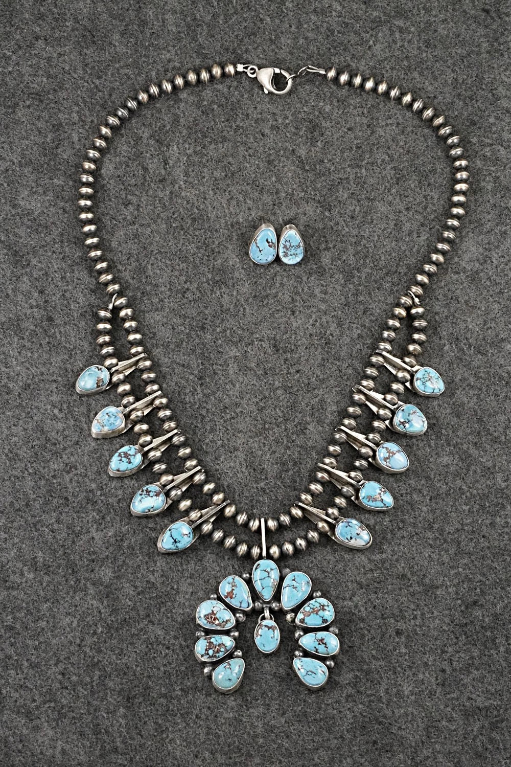 Turquoise & Sterling Silver Squash Blossom Set - Darrin Livingston