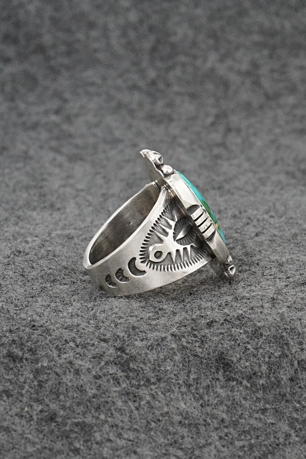 Turquoise & Sterling Silver Ring - Samuel Yellowhair - Size 7.5