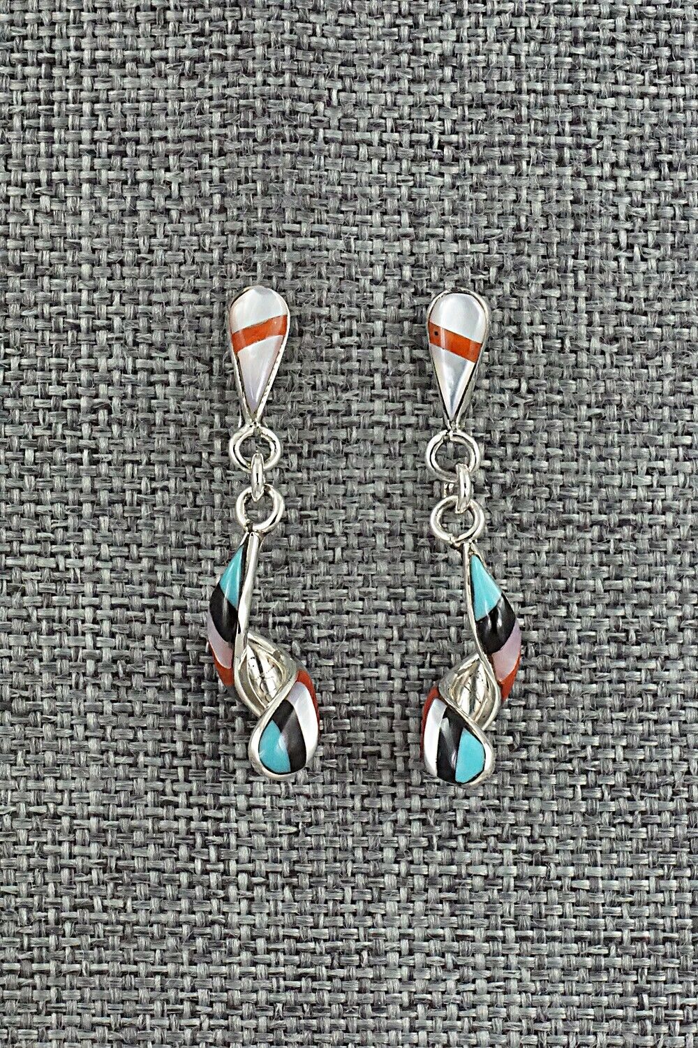 Multi-Stone & Sterling Silver Inlay Earrings - Idella Edaakie