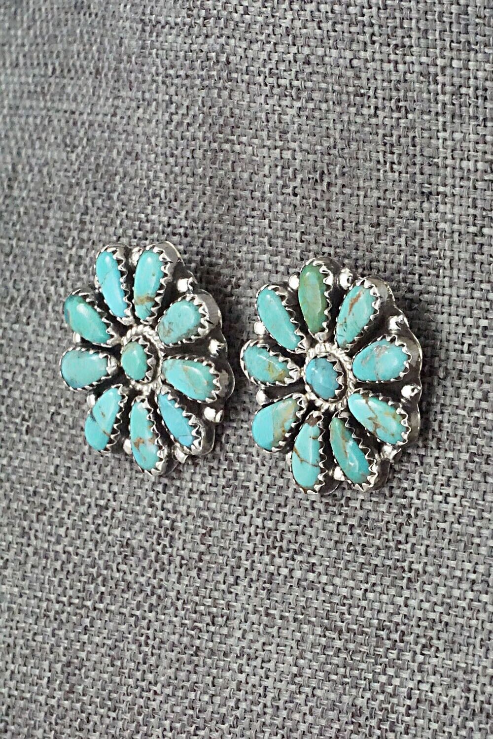 Turquoise and Sterling Silver Earrings - Zeita Begay
