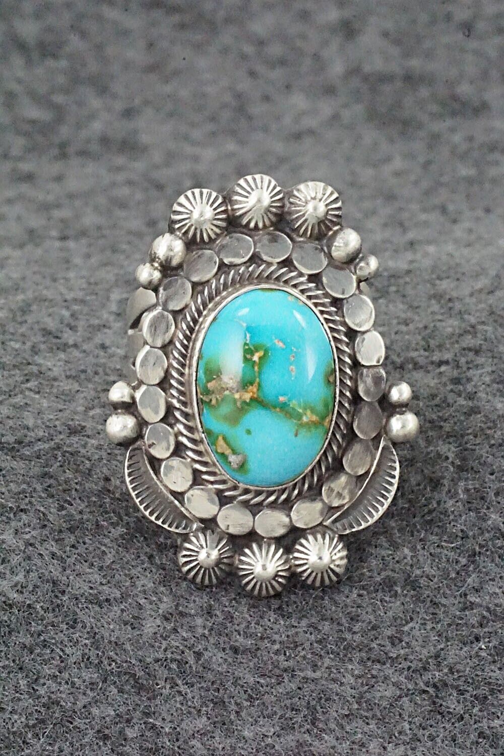 Turquoise & Sterling Silver Ring - Tom Lewis - Size 10