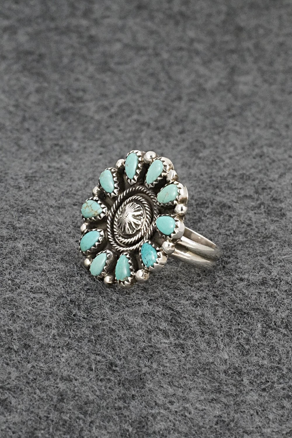 Turquoise & Sterling Silver Ring - Priscilla Reeder - Size 8