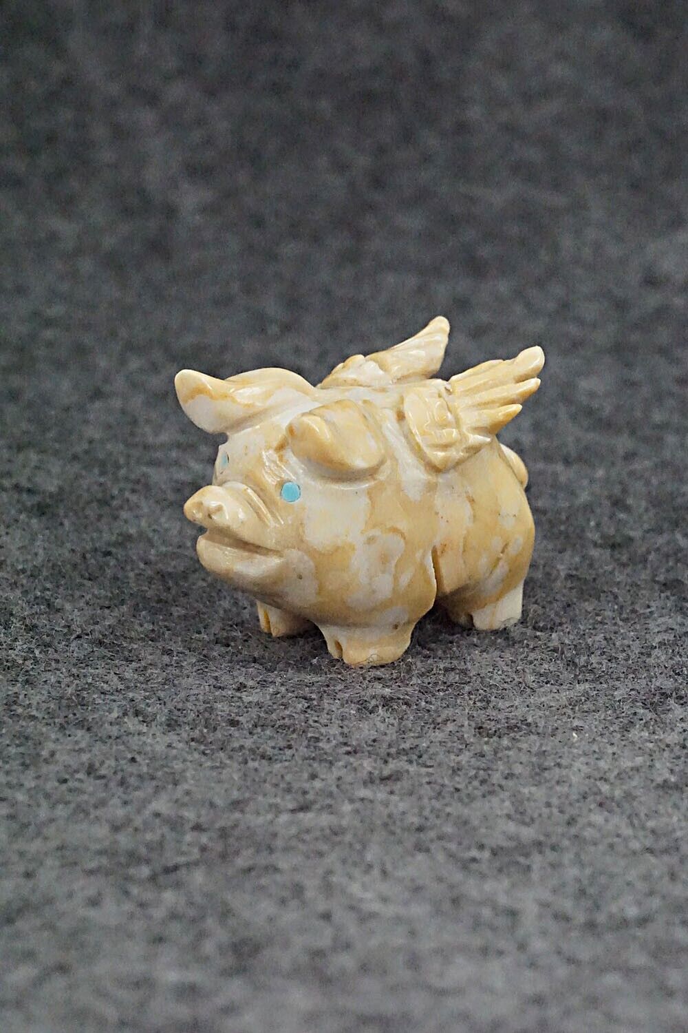 Pig With Wings Zuni Fetish Carving - Stanton Hanaweeka