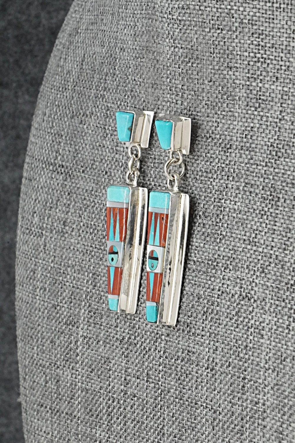 Multi-Stone & Sterling Silver Inlay Earrings - Rayland Edaakie