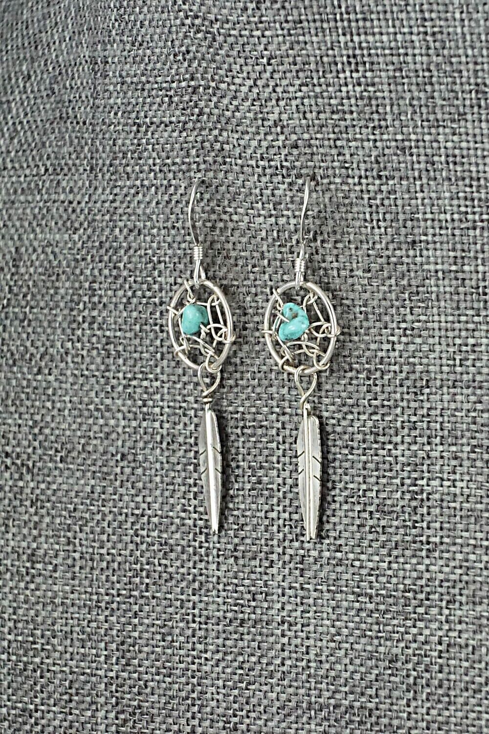 Turquoise & Sterling Silver Earrings - Lorenzo Arviso Jr.