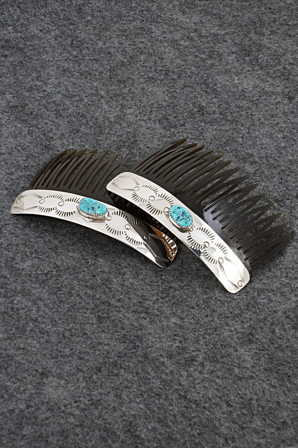 Turquoise & Sterling Silver Hair Combs - Joann Silver
