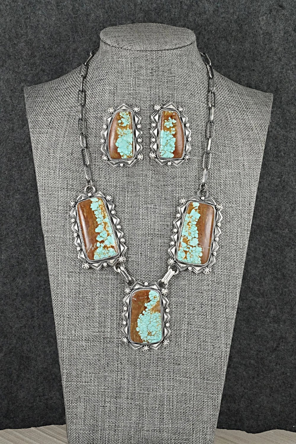 Turquoise & Sterling Silver Necklace and Earrings Set - Randy Boyd