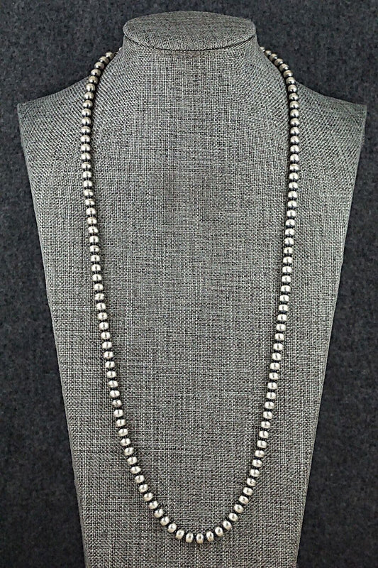 Sterling Silver Navajo Pearl Necklace 24" - Dorinda Mariano