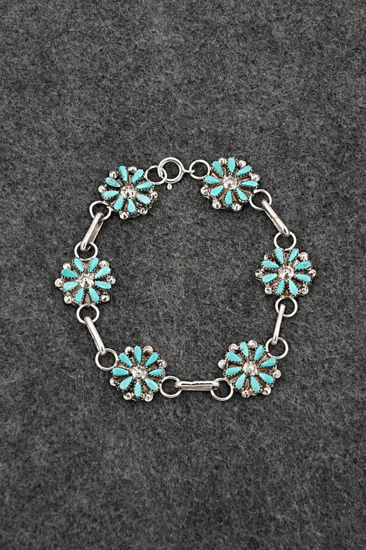 Turquoise & Sterling Silver Link Bracelet - David Leekity