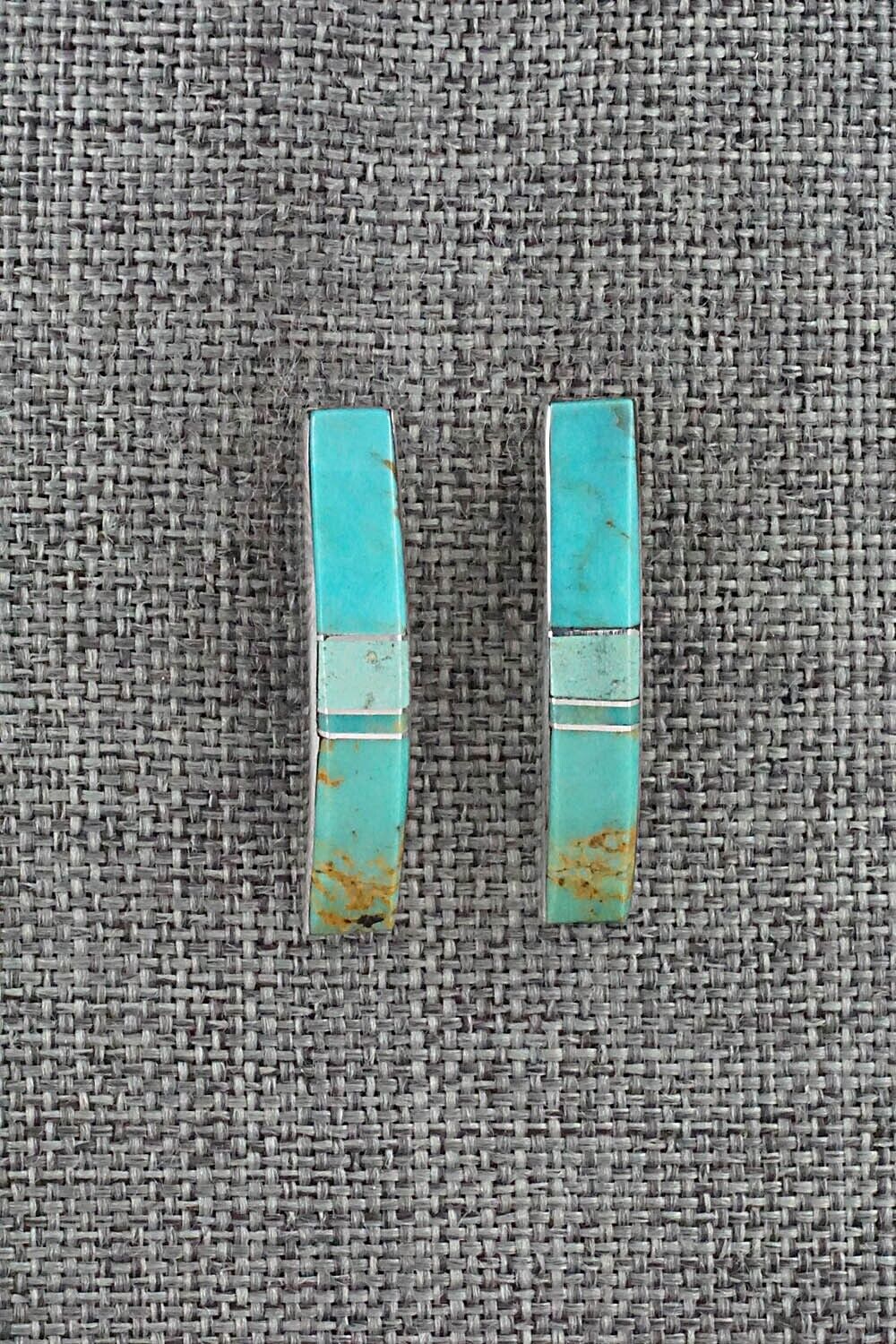Turquoise & Sterling Silver Inlay Earrings - Marilyn Yazzie