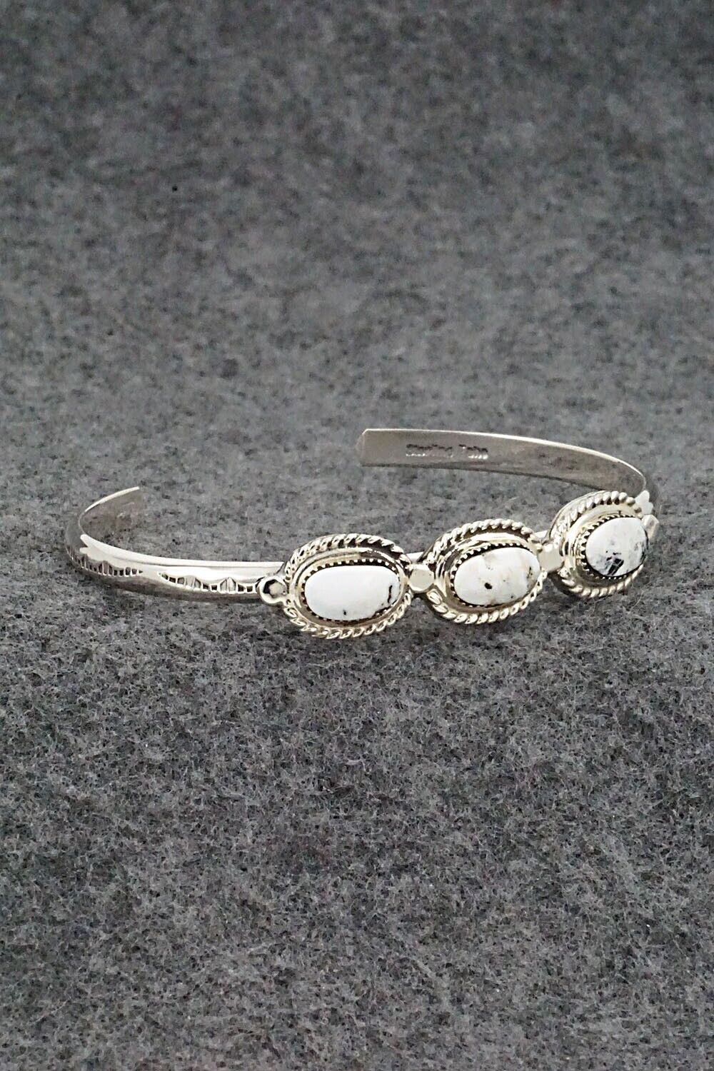 White Buffalo & Sterling Silver Bracelet - Elaine Tahe & Gilbert Smith