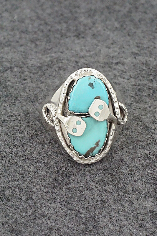 Turquoise & Sterling Silver Ring - Joy Calavaza - Size 13.5