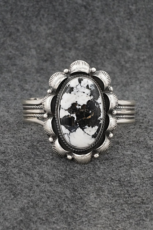 White Buffalo & Sterling Silver Bracelet - Vernon Johnson