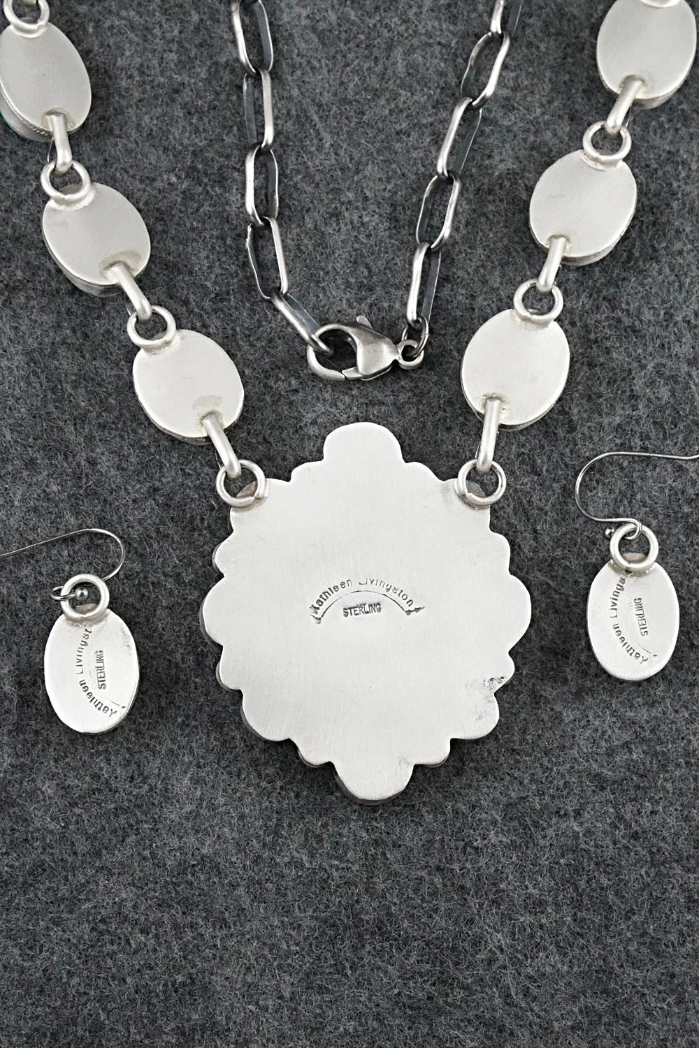 Turquoise & Sterling Silver Necklace and Earrings Set - Kathleen Livingston