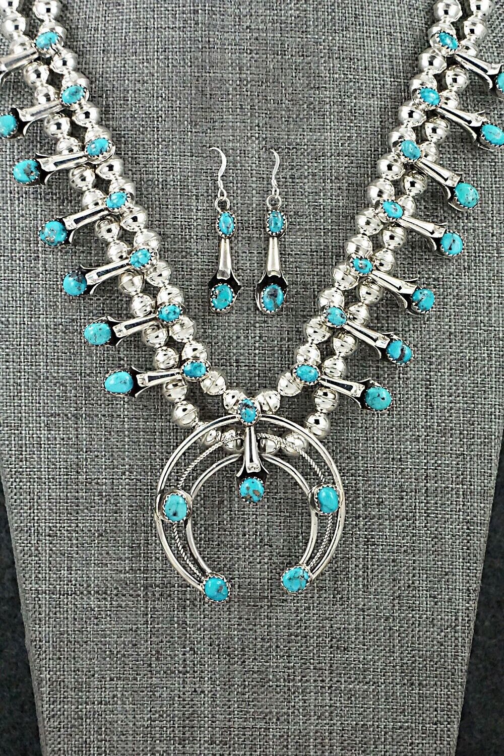 Turquoise & Sterling Silver Squash Blossom Set - Phil Garcia