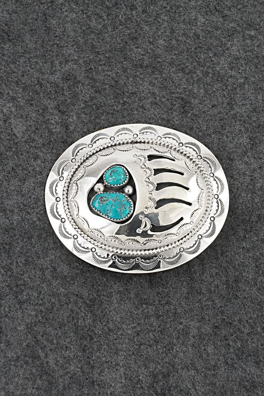 Turquoise & Sterling Silver Belt Buckle - Wilbert Muskett Sr.