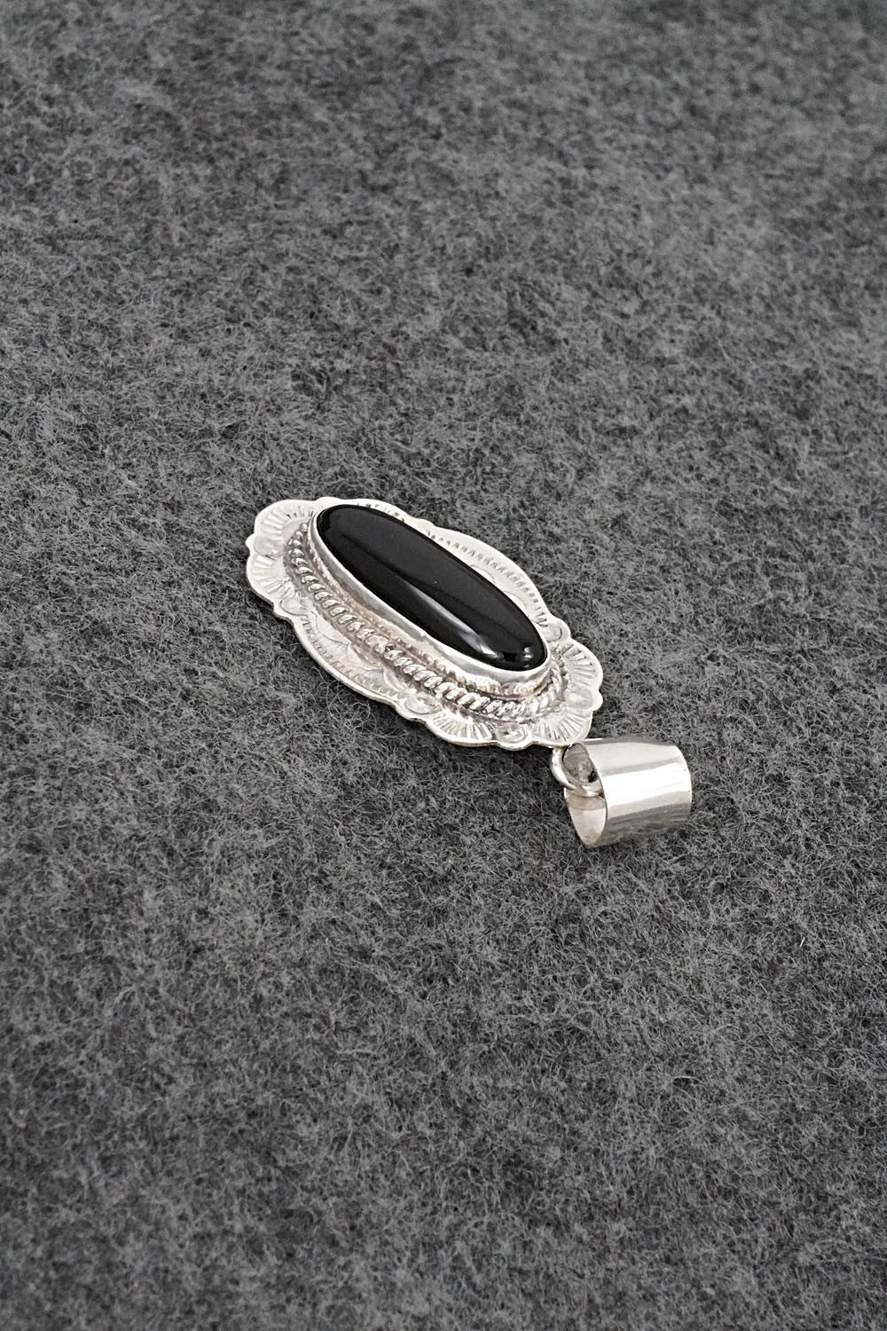 Onyx & Sterling Silver Pendant - Peggy Skeets