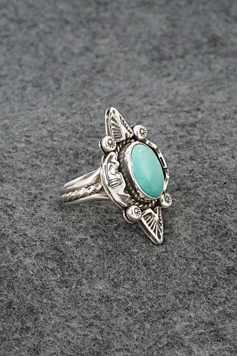 Turquoise & Sterling Silver Ring - Emerson Delgarito - Size 8.5