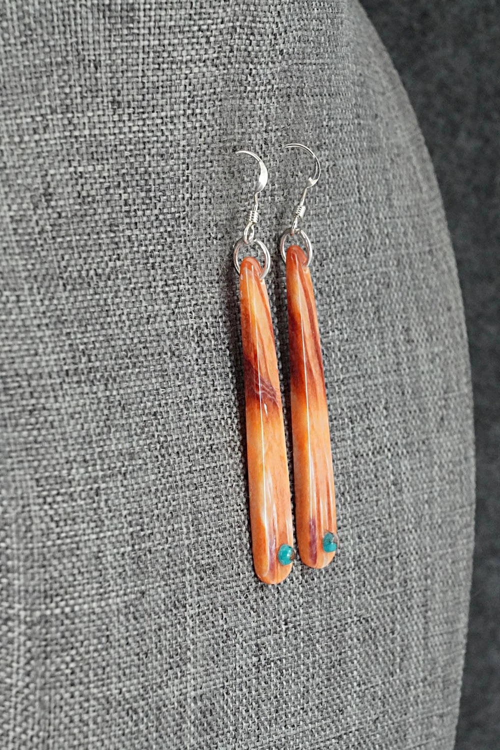 Spiny Oyster, Turquoise & Sterling Silver Earrings - Jesus Espino