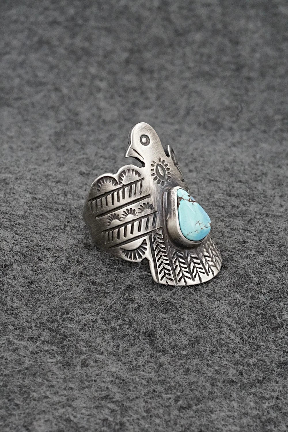 Turquoise and Sterling Silver Ring - Raymond Coriz - Size 8.5