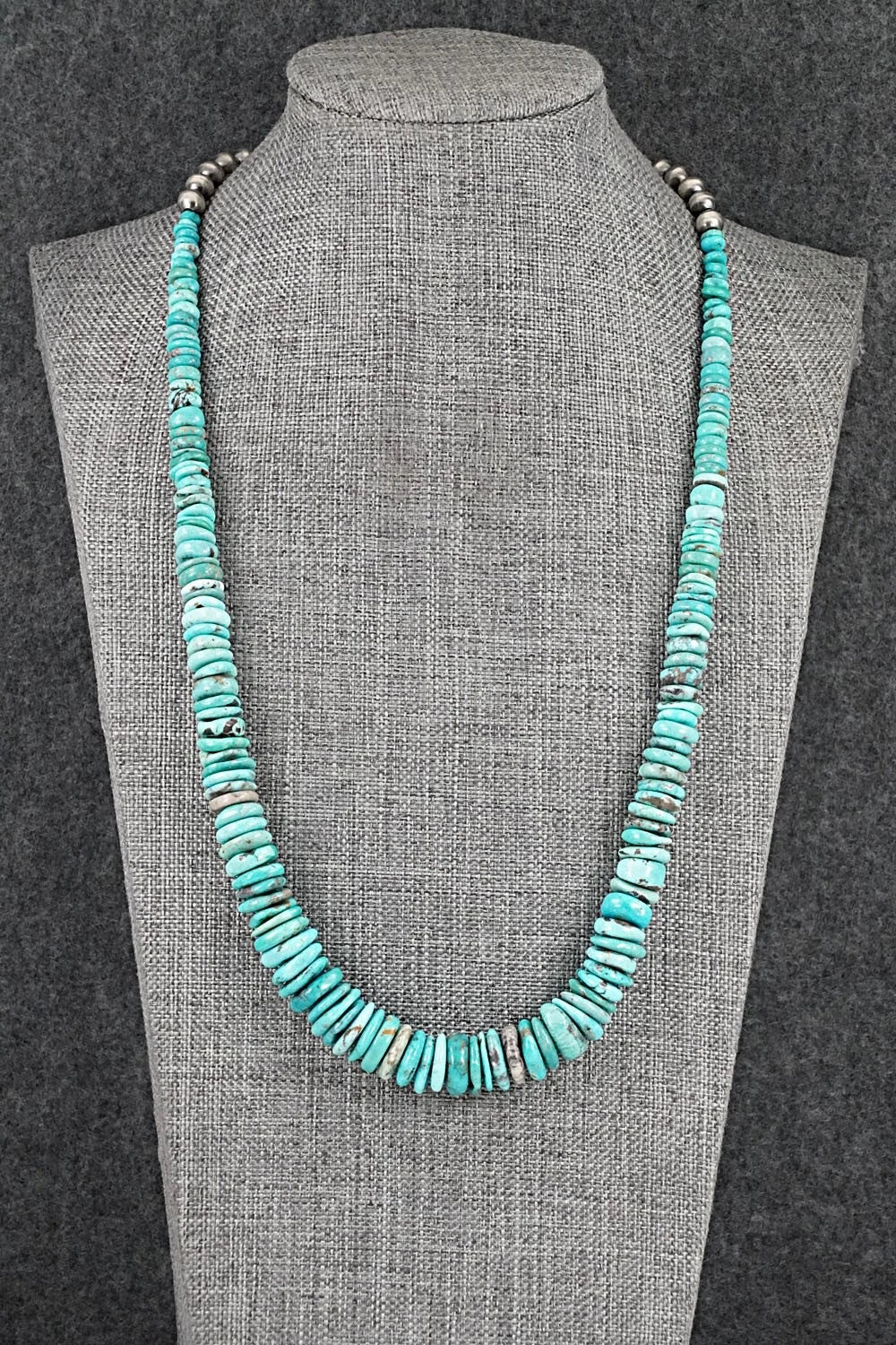 Turquoise & Sterling Silver Necklace 22" - Doreen Jake