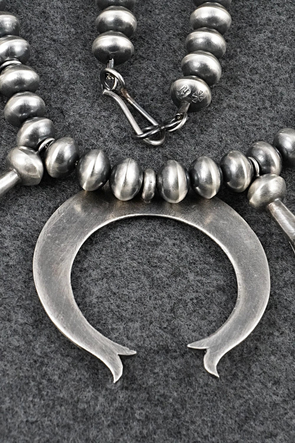 Sterling Silver Navajo Pearl Squash Blossom Necklace - Presley Haley