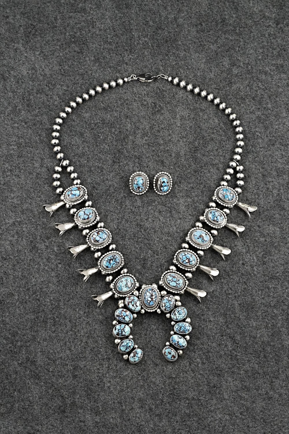 Turquoise & Sterling Silver Squash Blossom Set - Darrin Livingston