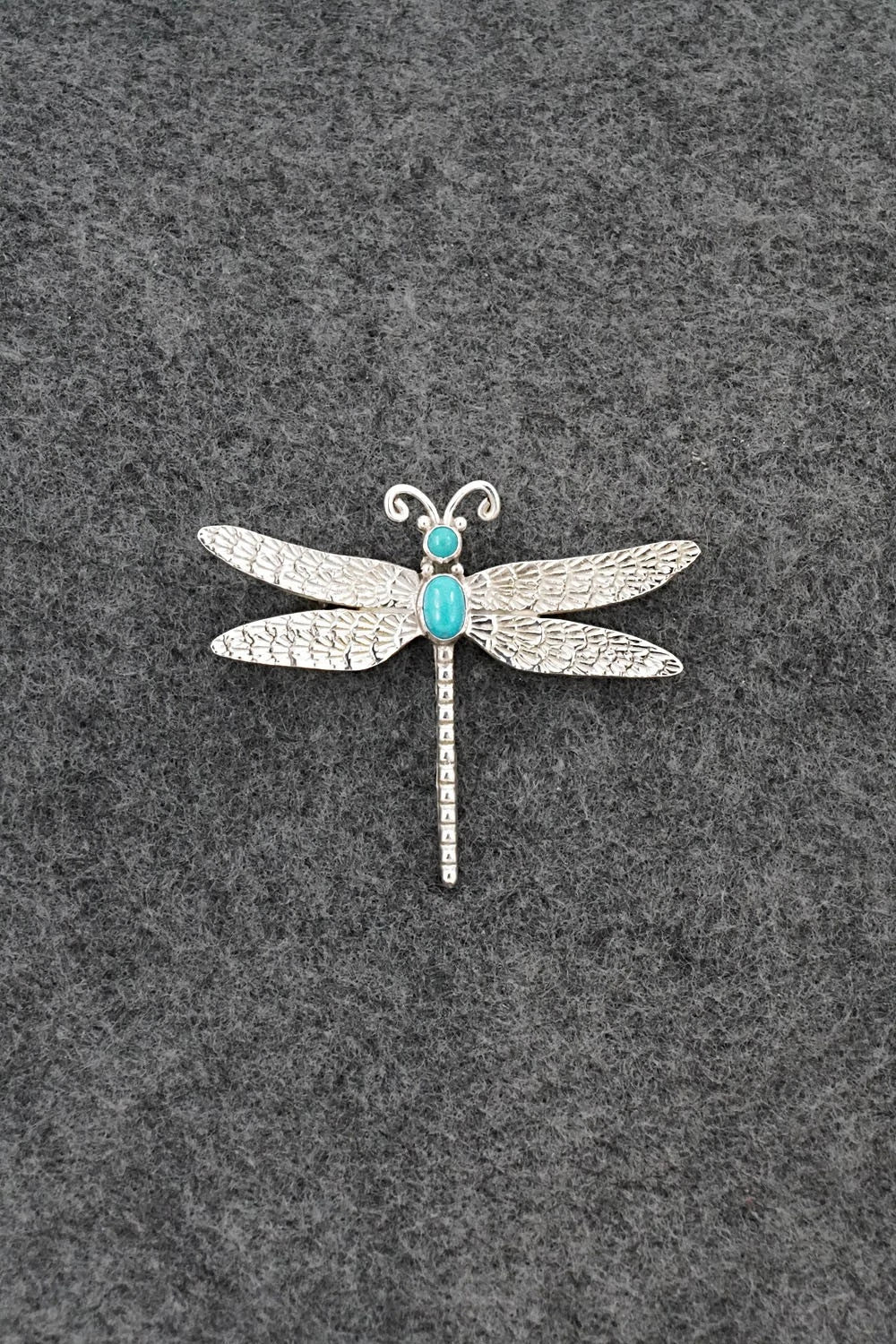 Turquoise & Sterling Silver Pendant/Pin - Lee Charley