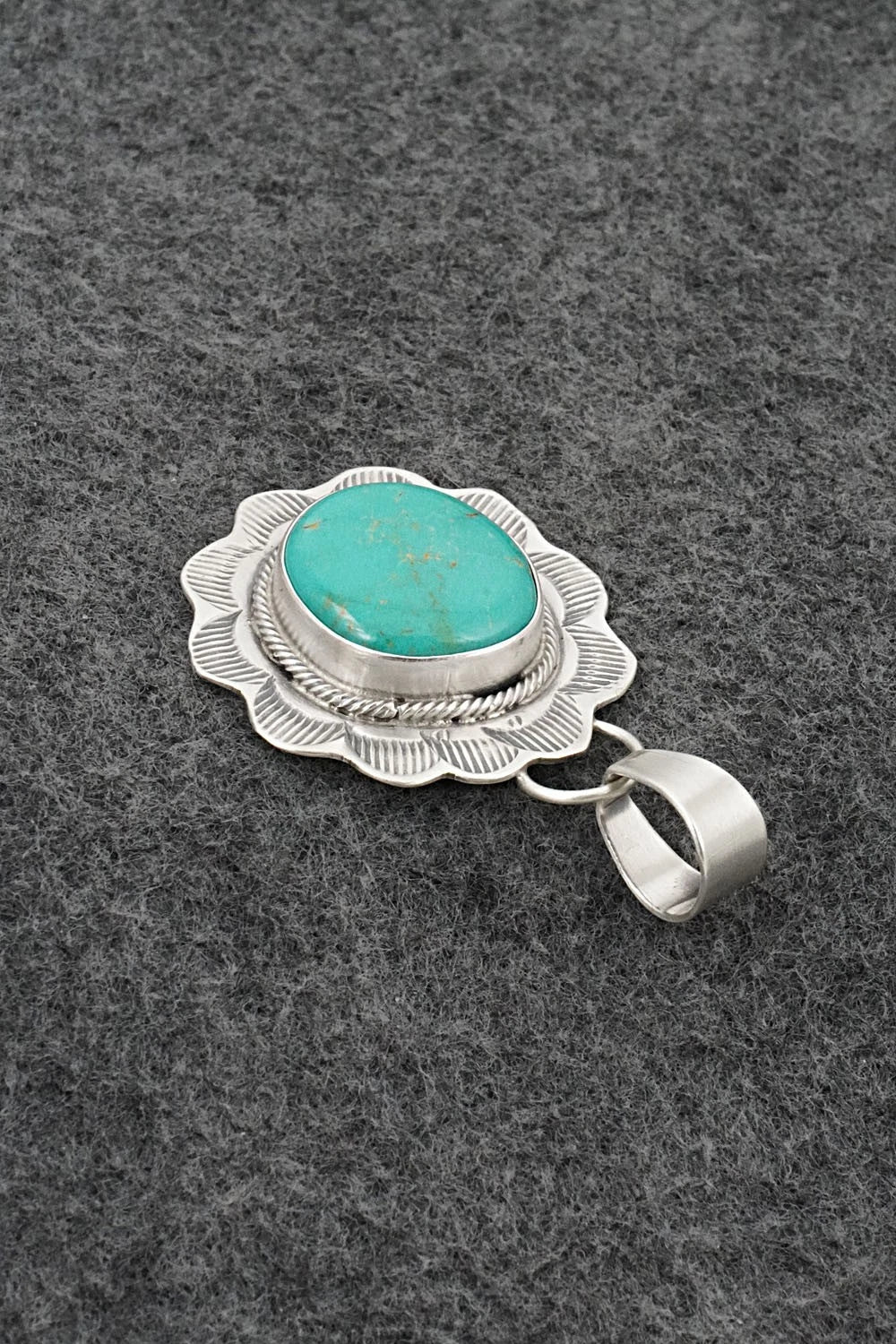 Turquoise & Sterling Silver Pendant - Cordell Platero