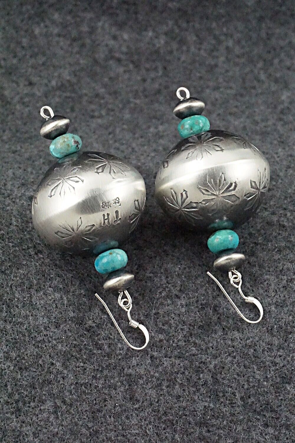 Turquoise & Sterling Silver Navajo Pearl Earrings - Tonisha Haley