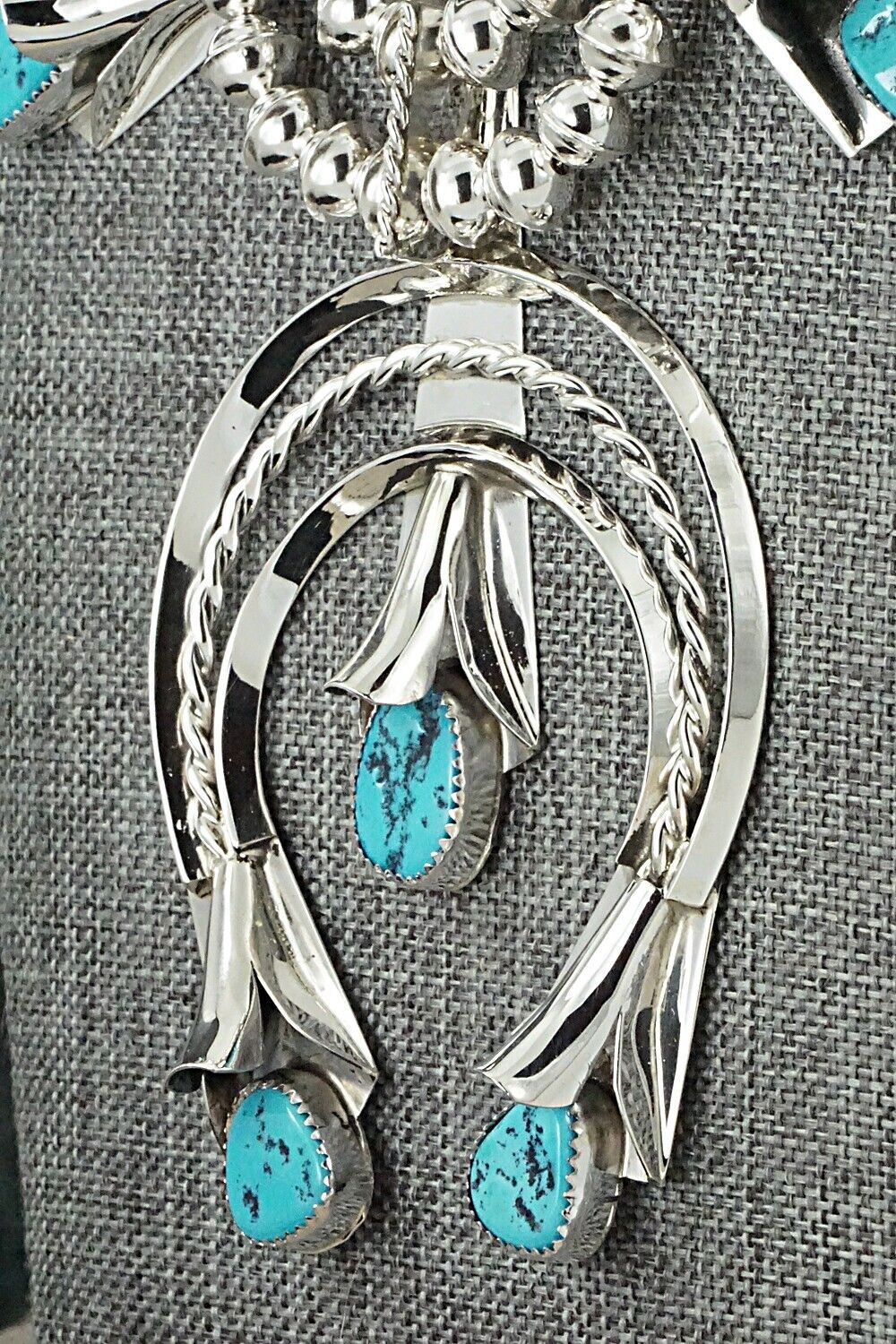 Turquoise & Sterling Silver Squash Blossom Set - Louise Yazzie