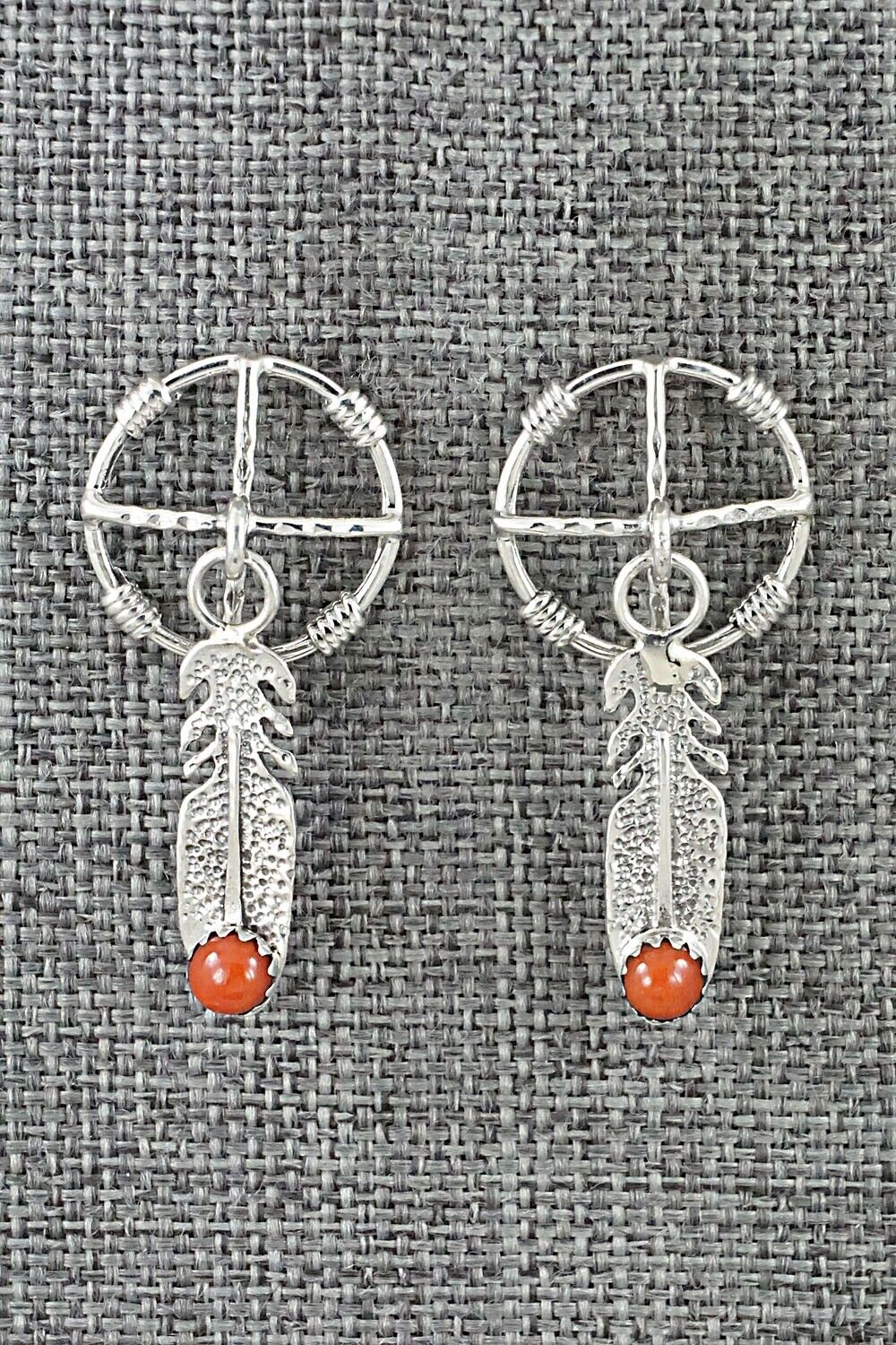 Coral and Sterling Silver Earrings - Sharon McCarthy