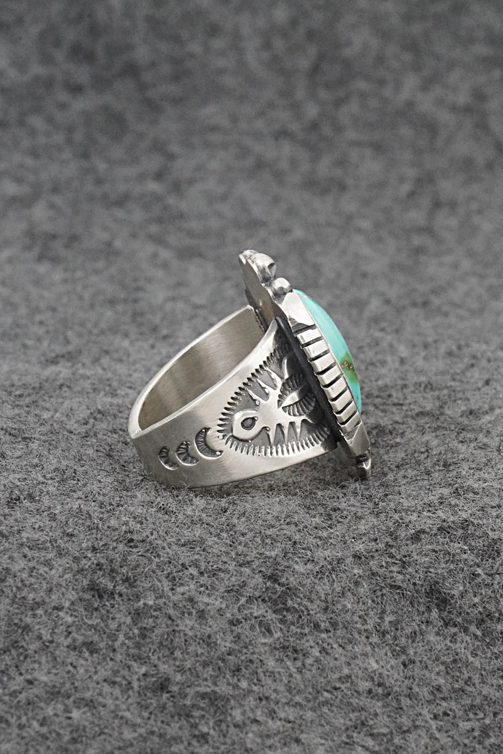 Turquoise & Sterling Silver Ring - Samuel Yellowhair - Size 7.5
