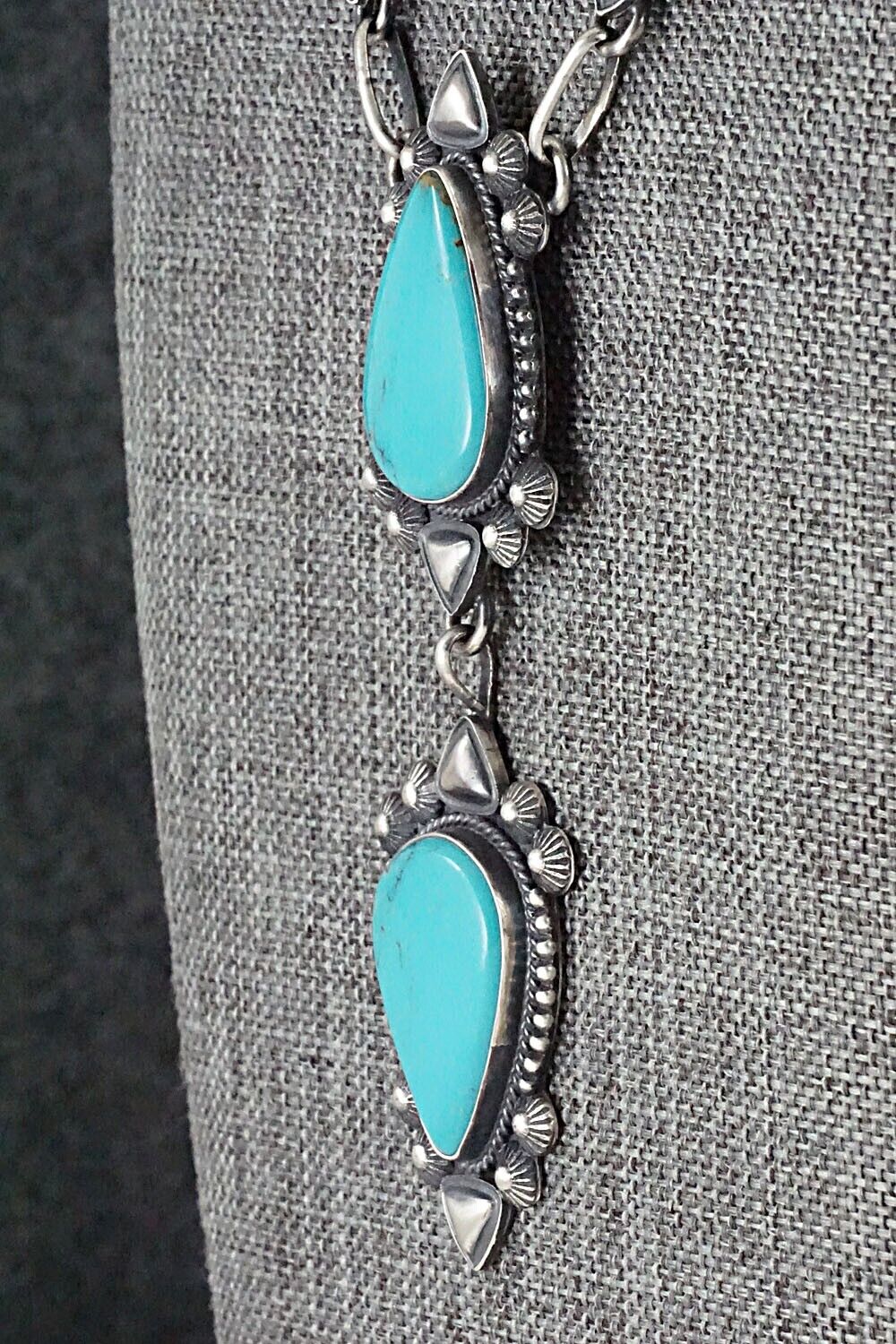 Turquoise & Sterling Silver Necklace and Earrings Set - Derrick Gordon