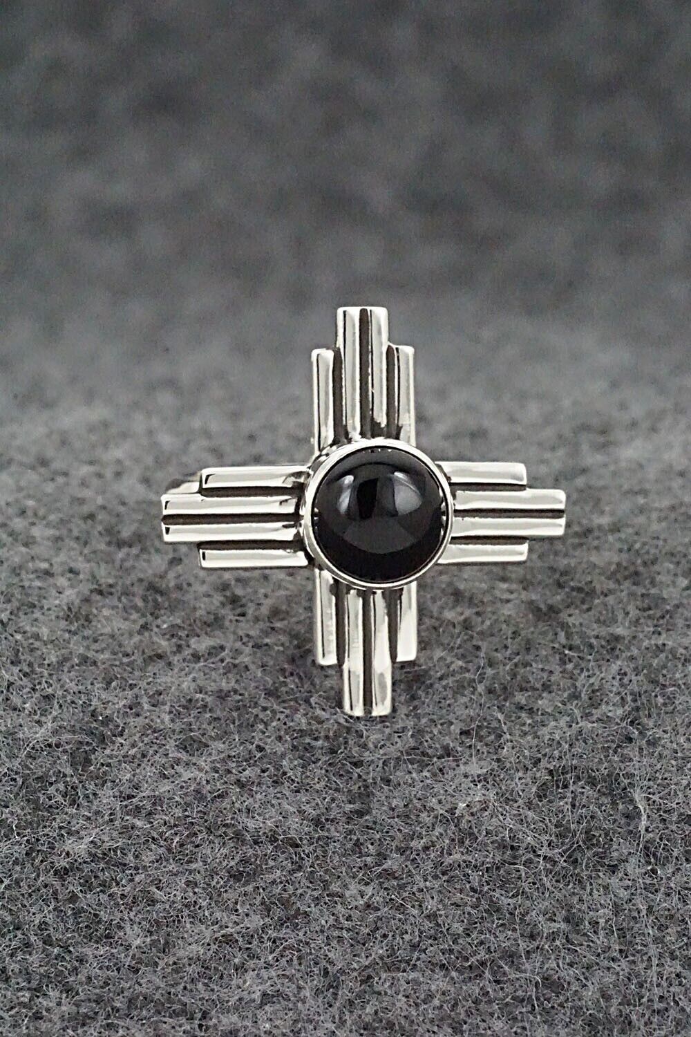 Onyx and Sterling Silver Ring - Raymond Coriz - Size 8.5