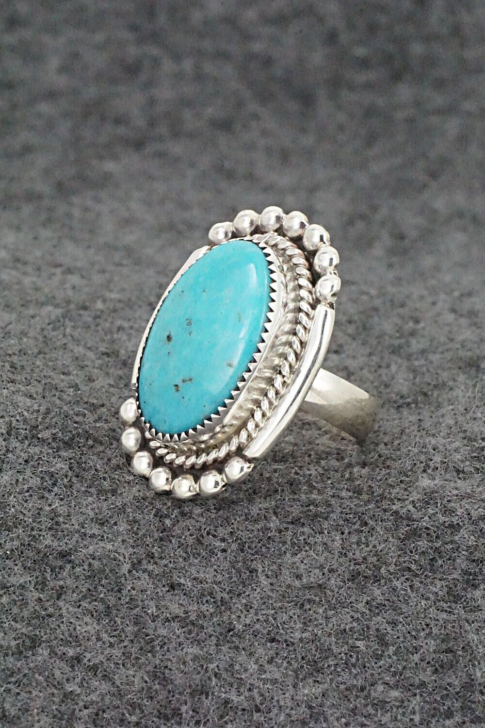 Turquoise & Sterling Silver Ring - Kenny Calavaza - Size 7
