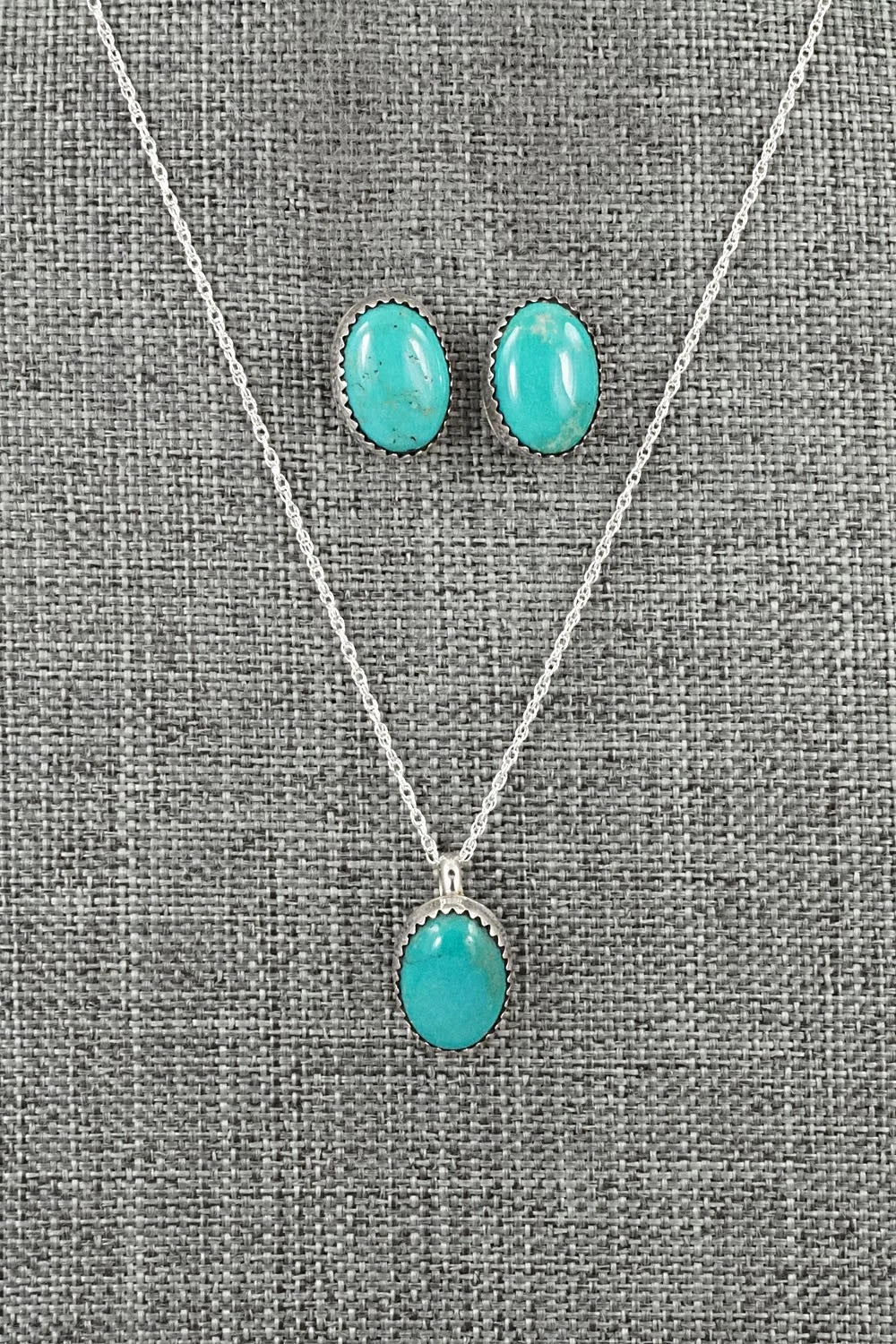 Turquoise & Sterling Silver Necklace Set - Murray Hannaweeka