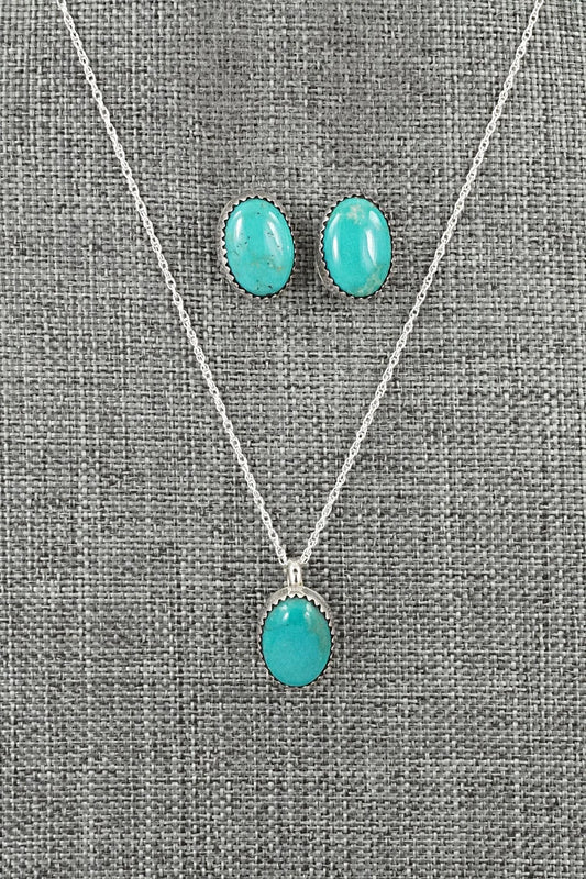 Turquoise & Sterling Silver Necklace Set - Murray Hannaweeka
