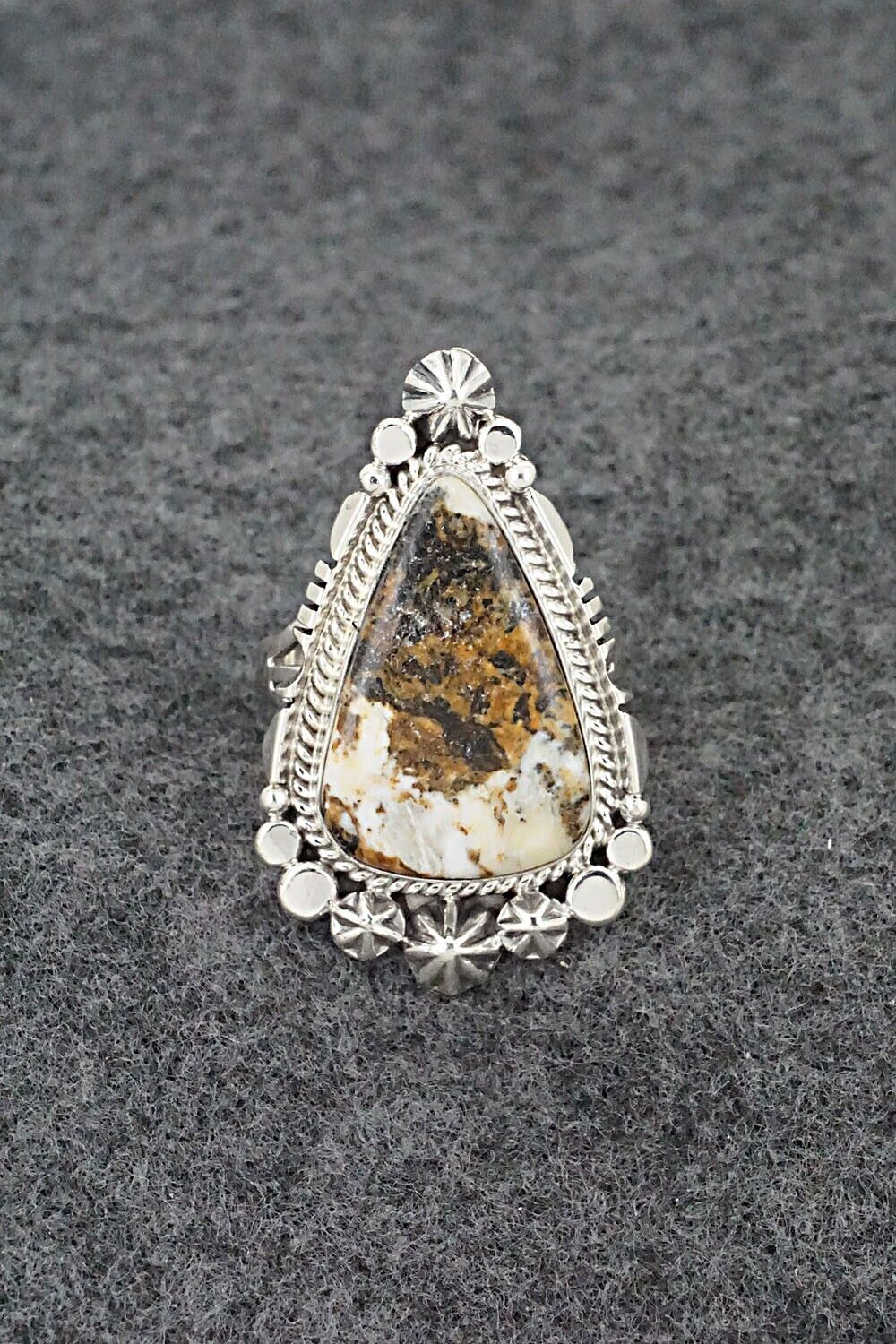 White Buffalo & Sterling Silver Ring - Daniel Benally - Size 8