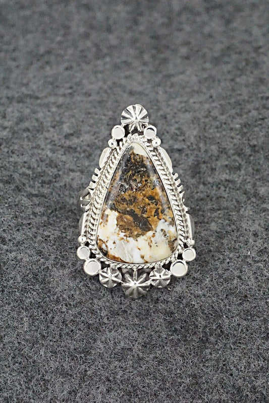White Buffalo & Sterling Silver Ring - Daniel Benally - Size 8