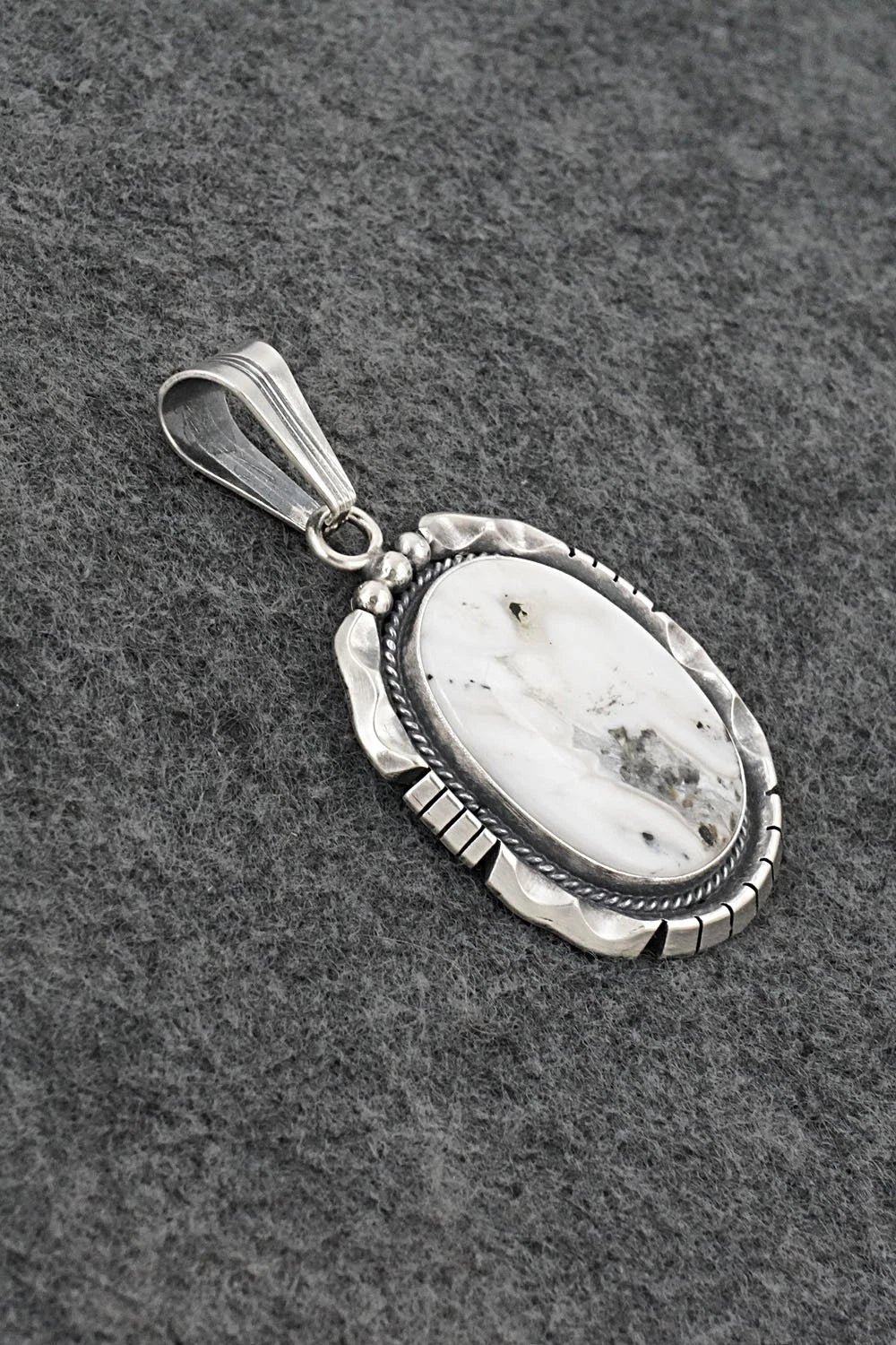 White Buffalo & Sterling Silver Pendant - Samuel Yellowhair