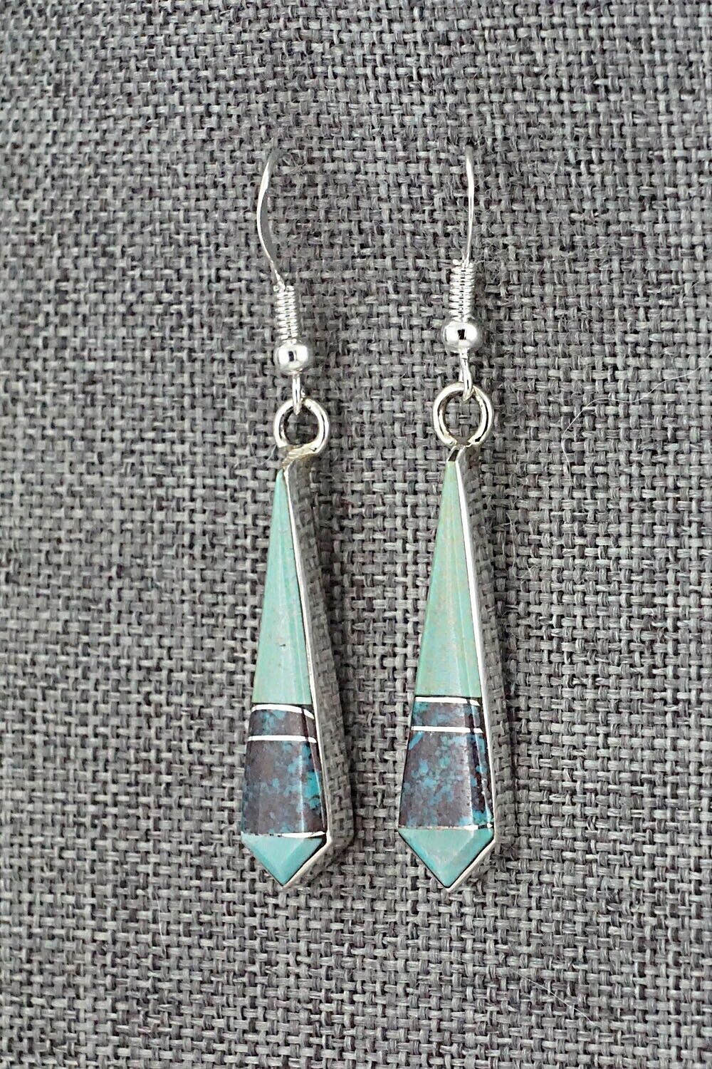 Turquoise & Sterling Silver Inlay Earrings - Marilyn Yazzie